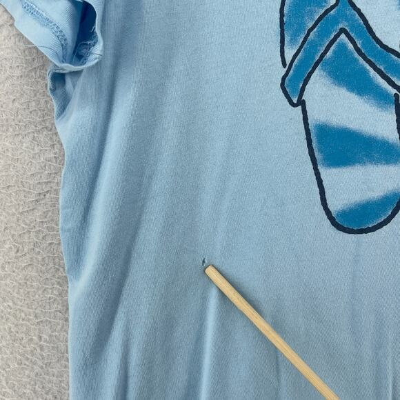 LIFE IS GOOD Top Womens M Flip Flop Sandals Beach Classic Fit Short Sleeve Blue - Picture 13 of 14